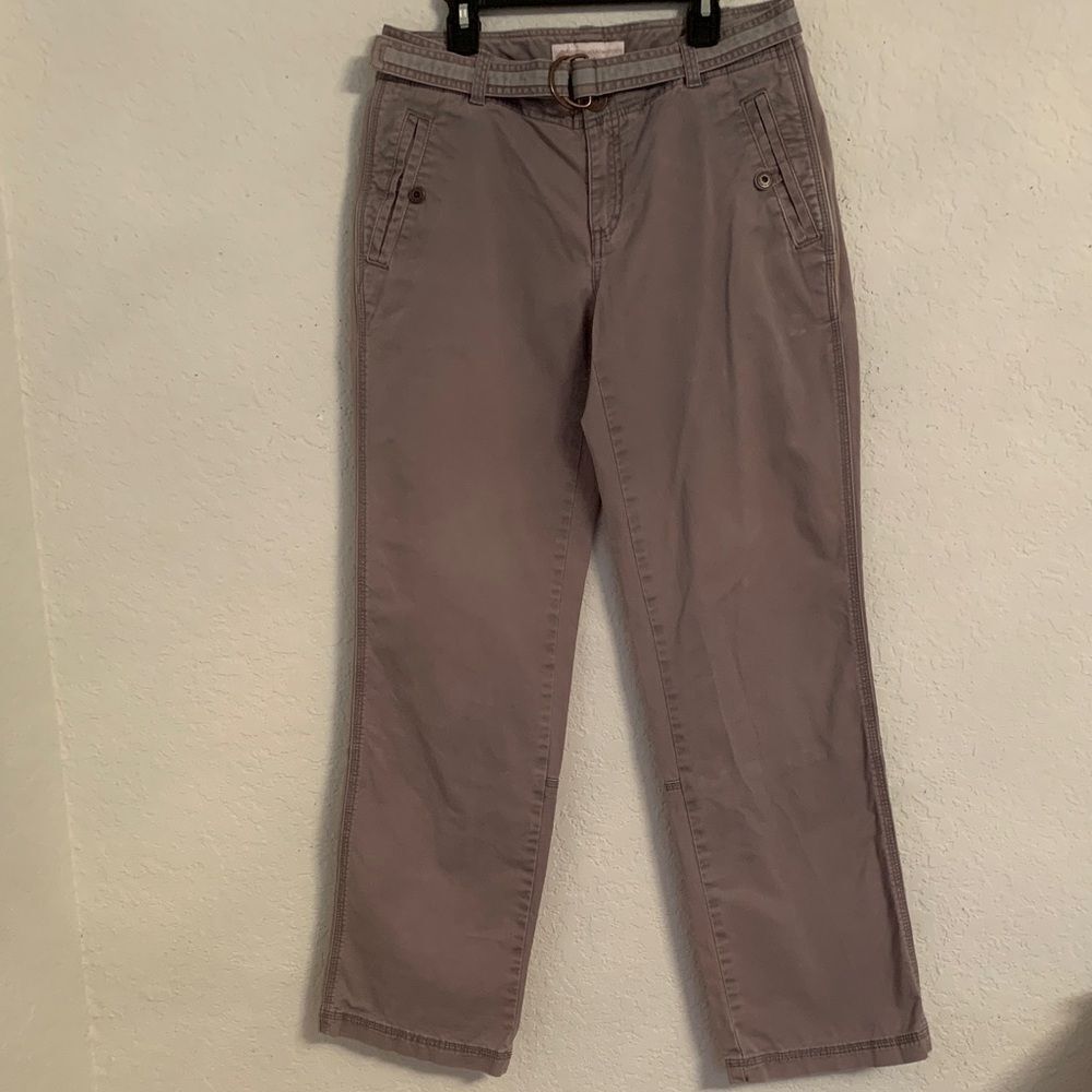 Eastern Mountain Sports Women’s Taupe Chinos Pockets Belt Hiking Pants Size 4
